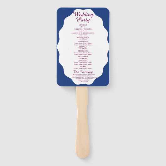 Royal Blue Peacock Wedding Program Set of Fans Handwaaier (Achterkant)