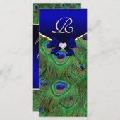Royal Blue Peacock Wedding Programme Rack Kaart (Voorkant / Achterkant)