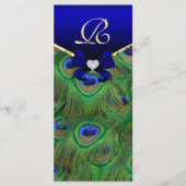 Royal Blue Peacock Wedding Programme Rack Kaart (Voorkant)