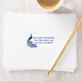 Royal Blue Peacock Wedding Return Address Label (Insitu)