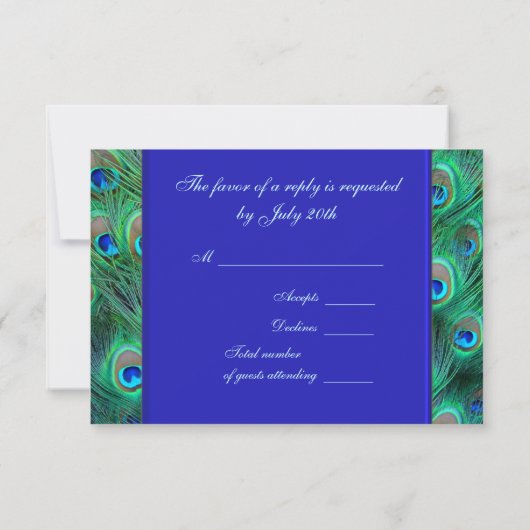 Royal Blue Peacock Wedding RSVP (Achterkant)