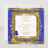 Royal Blue Pearl Gold Yellow Rose Birthday Party Kaart (Achterkant)