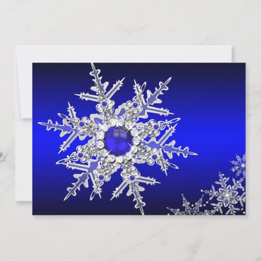 Royal Blue Pearl Snowflake kerstfeest Kaart (Achterkant)