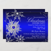 Royal Blue Pearl Snowflake kerstfeest Kaart (Voorkant / Achterkant)