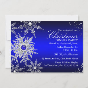 Royal Blue Pearl Snowflake kerstfeest Kaart