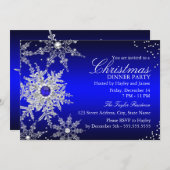 Royal Blue Pearl Snowflake kerstfeest Kaart (Voorkant / Achterkant)