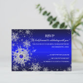 Royal Blue Pearl Snowflake Kerstfeest RSVP (Staand voorkant)