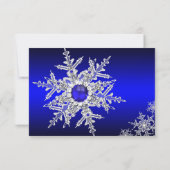 Royal Blue Pearl Snowflake Kerstfeest RSVP (Achterkant)
