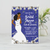 Royal Blue Pearls Afro-Amerikaans Vrijgezellenfees Kaart (Staand voorkant)