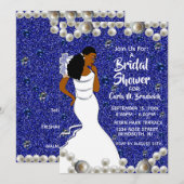 Royal Blue Pearls Afro-Amerikaans Vrijgezellenfees Kaart (Voorkant / Achterkant)