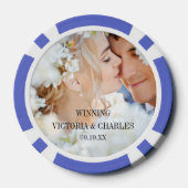 Royal Blue personaliseerde je foto bruiloft Favors Pokerchips (Achterkant)