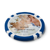 Royal Blue personaliseerde je foto bruiloft Favors Pokerchips (Bovenkant)