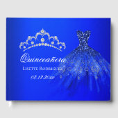 Royal Blue Personalized Quinceanera Gastenboek (Voorkant)