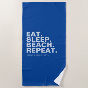Royal Blue Personalized Slogan Beach Towel Strandlaken