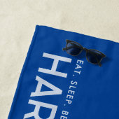 Royal Blue Personalized Slogan Beach Towel Strandlaken (In situ)