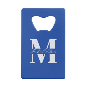 Royal Blue Persoonlijk Monogram Bruidsjonkers Creditkaart Flessenopener