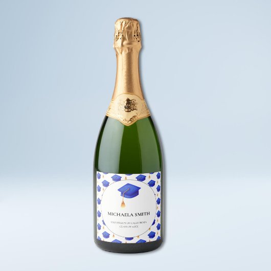 Royal Blue Pet Afstuderen Sparkling Wijnetiket