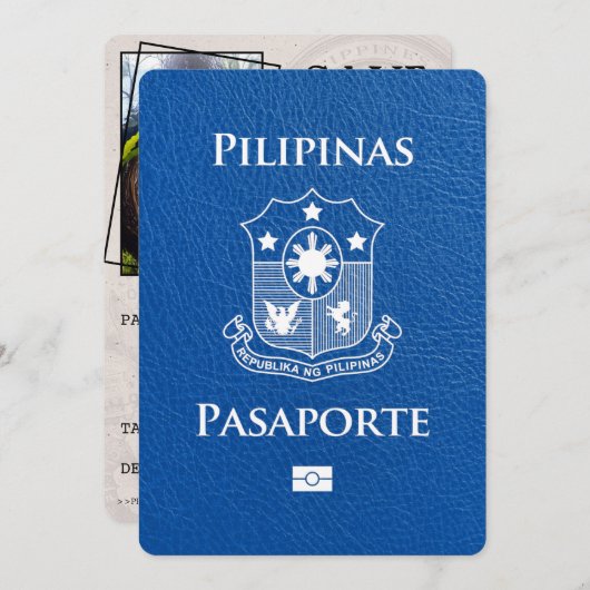 Royal Blue Philippines Passport Bewaar de datum Save The Date (Voorkant / Achterkant)