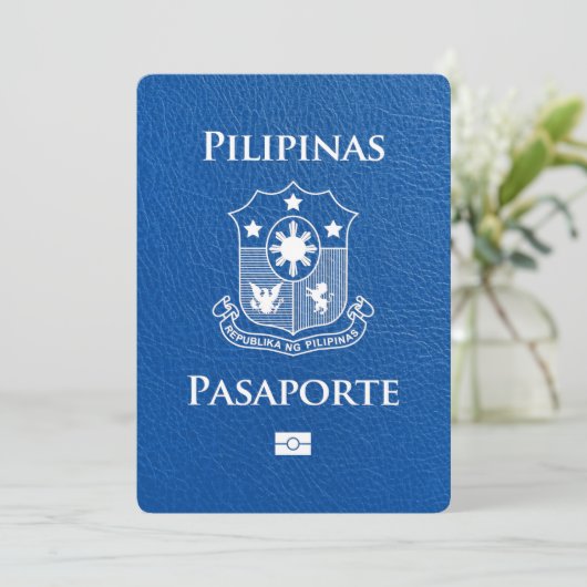 Royal Blue Philippines Passport Bewaar de datum Save The Date (Staand voorkant)