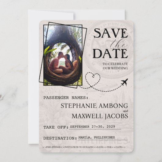 Royal Blue Philippines Passport Bewaar de datum Save The Date (Achterkant)