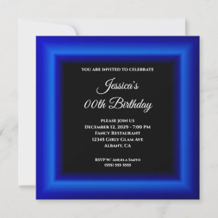 Royal Blue Photo Border Zwart Elk jaar Verjaardag Kaart