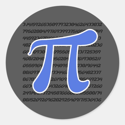 Royal Blue Pi symbool Ronde Sticker (Voorkant)