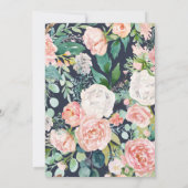  Royal Blue Pink Floral Sweet 16 Verjaardag Kaart (Achterkant)