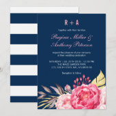 Royal Blue Pink Flower Garden Weddenschap Kaart (Voorkant / Achterkant)