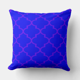 Royal Blue Pink Quatrefoil Lattice Pillow Kussen