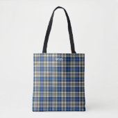 Royal Blue Plaid Clan Napier Tartan Monogram Tote Bag (Voorkant)