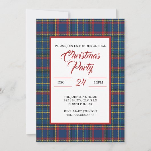 Royal Blue Plaid Design, rood, turquoise strepen Kaart (Voorkant)