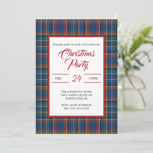 Royal Blue Plaid Design, rood, turquoise strepen Kaart (Staand voorkant)