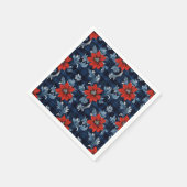 Royal Blue Plaid Rood Bloemen patroon Servet (Hoek)