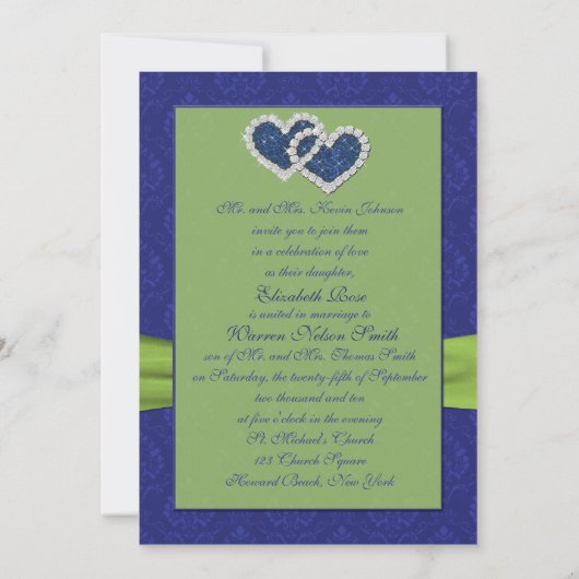 Royal Blue Pleats en Chartreuse Kaart (Achterkant)