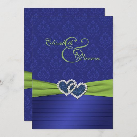 Royal Blue Pleats en Chartreuse Kaart (Voorkant / Achterkant)