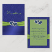 Royal Blue Pleats en Chartreuse Reception Card Informatiekaartje (Voorkant / Achterkant)