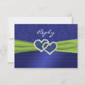 Royal Blue Pleats en Limoen reply Card - klein RSVP Kaartje (Voorkant)