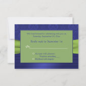 Royal Blue Pleats en Limoen reply Card - klein RSVP Kaartje (Achterkant)