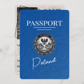 Royal Blue Poland Passport Bewaar de datum Save The Date (Voorkant / Achterkant)