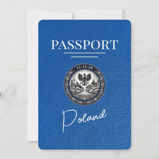 Royal Blue Poland Passport Bewaar de datum Save The Date (Voorkant)