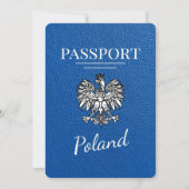 Royal Blue Poland Passport Wedding Invitation Kaart (Achterkant)