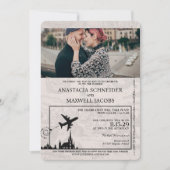 Royal Blue Poland Passport Wedding Invitation Kaart (Voorkant)