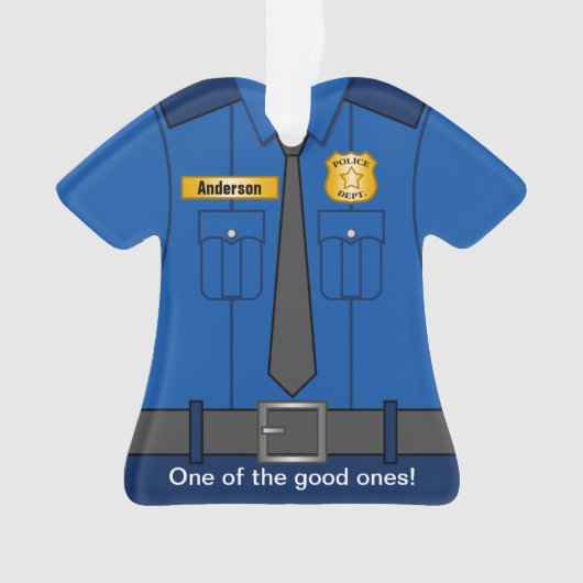 Royal Blue Police Officer Uniform Ornament (voorkant)