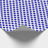 Royal Blue Polka Dot on White Wrapping Paper Cadeaupapier (Hoek)