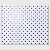Royal Blue Polka Dot op White Large Space Cadeaupapier (Vlak)