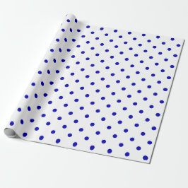 Royal Blue Polka Dot op White Large Space Cadeaupapier