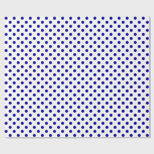 Royal Blue Polka Dot op White Medium Space Cadeaupapier (Vlak)