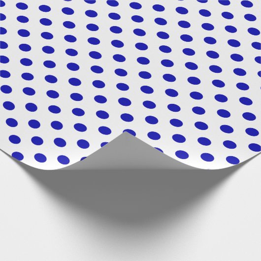 Royal Blue Polka Dot op White Medium Space Cadeaupapier (Hoek)