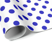 Royal Blue Polka Dot op White Medium Space Cadeaupapier (Rol Hoek)