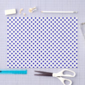 Royal Blue Polka Dot over White Tissue Paper Tissuepapier (Craft)